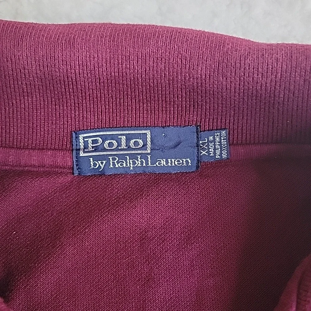 Vintage Polo Ralph Lauren Men's XXL Big Pony Short‎ Sleeve Burgundy Polo Shirt